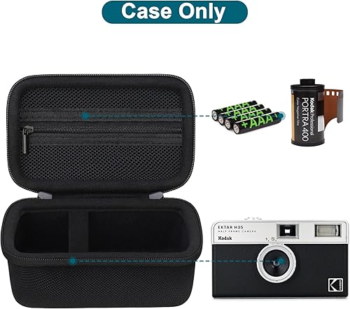Miniatura 2 de Canboc Funda de viaje para Kodak EKTAR H35H35NM35F9M38 de medio fotograma, bolsa de cámara de punto y disparo, bolsillo de malla con cremallera para