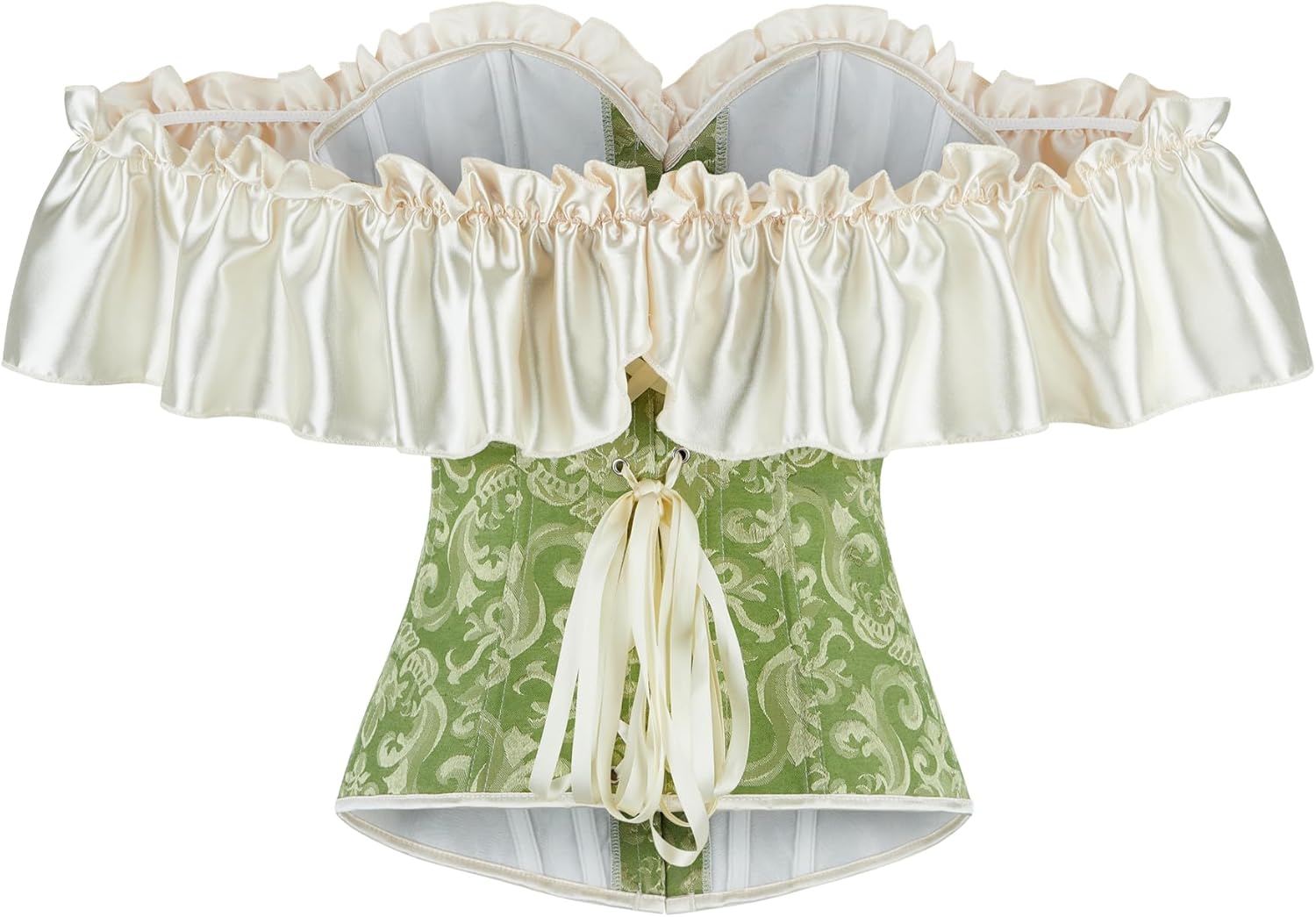 Dreay Womens Vintage Off Shoulder Corset Bustier Lace Up Boned Overbust Corset Renaissance Corset Tops for Women - Image 2