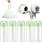 Cat Litter Bags 100 Pack, 5 Rolls Large Cat Litter Box Liners, Leakproof Poop Bags & Waste Bags, Drawstring Trash Bags for Cleanpethome Self Cleaning Litter Box (18x20inch)