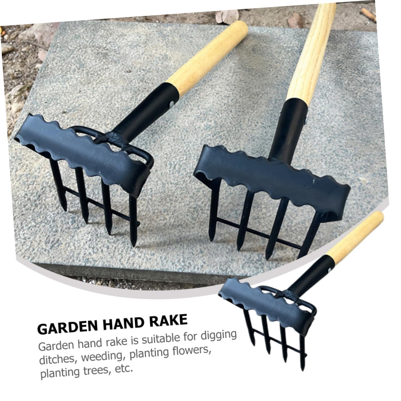ORFOFE Gartenhandrechen Für Gras Kleiner Gartenrechen Aus Bodenlockerungsrechen Pflanzrechen Für Gartenarbeit Mit Holzgriff Leicht Und Tragbar