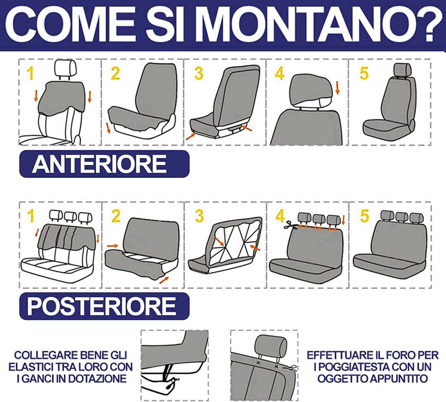 RIVEXTAUTO Coppia coprisedili Anteriori universali Pegaso per Auto con e Senza airbag Laterali 100% Made in Italy (Rosso