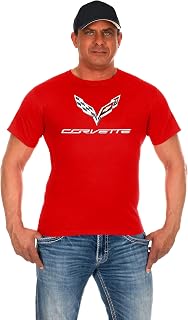 JH DESIGN GROUP Men's Chevy Corvette C7 Crew Neck T-Shirt in Black & Gray & Red