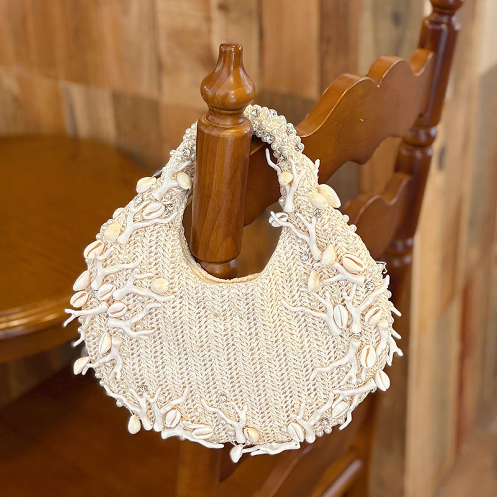 Bolso de noche con adornos de concha, lujoso bolso de viaje de playa para bodas y fiestas, bolso de noche de concha de moda para bodas y fiestas