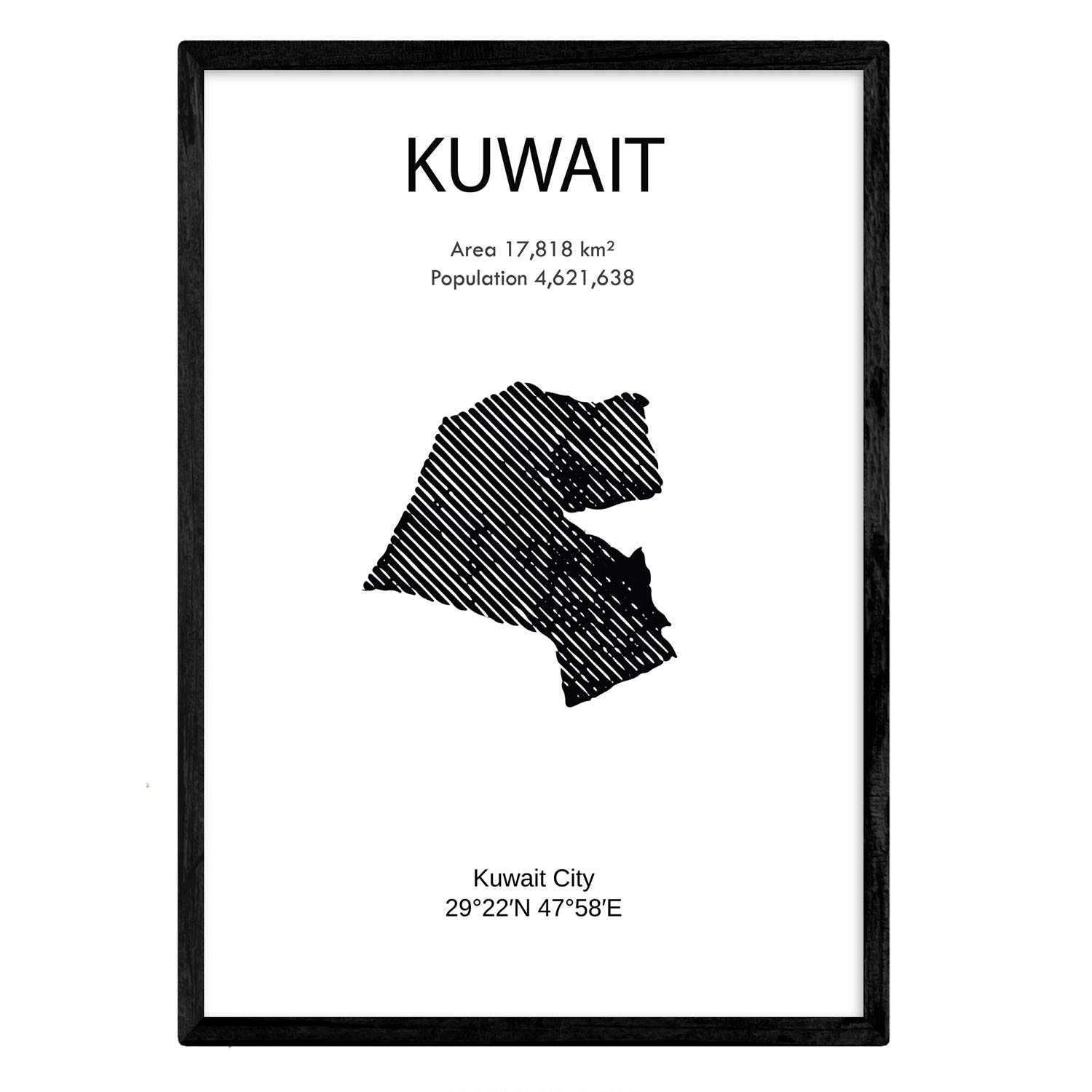 Nacnic Poster of Kuwait. Sheets of countries and continents. A4 size with frame