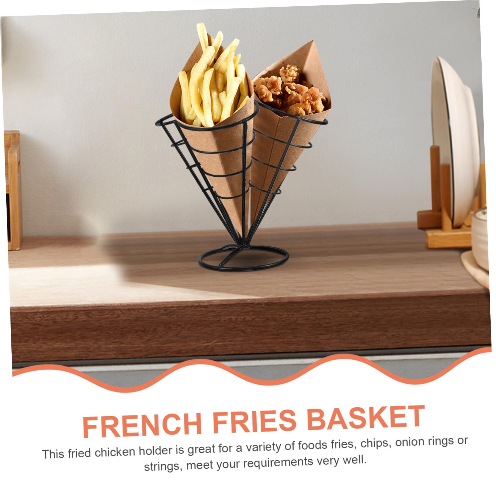 4 Fori Porta Snack in Filo Metallico Cestino per Servire Patatine Fritte e Antipasti per Feste e Ristoranti per Contenere Coni e Pirottini