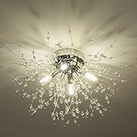 Vista 9 de TANLUX Lámpara de techo negra de montaje empotrado con fuegos artificiales, modernas luces de techo Sputnik de cristal, 6 luces cerca del techo