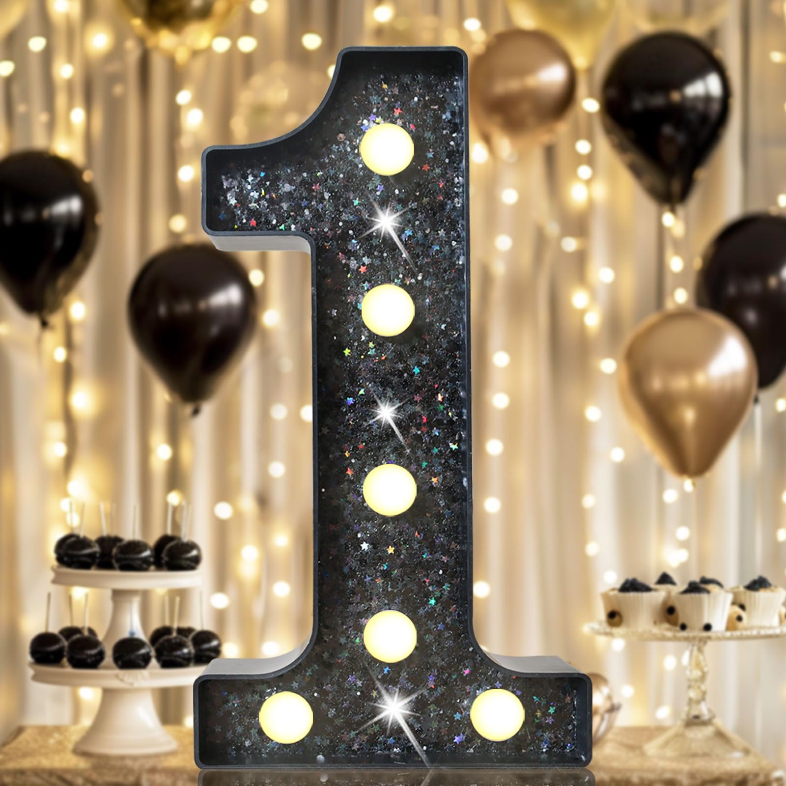 8.8" Decorative LED Light Up Numbers, Marquee Numbers Lights for 7th Birthday Decorations, Lighted Number Sign for Birthday Party Night Lights Wedding Anniversary Home Wall Decor, White Number 7 — view 8
