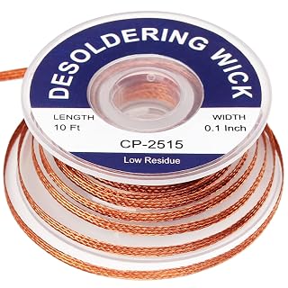 solder wick braid 10ft Length Desoldering Wick Braid Remover Tool Solder Sucker 1 piece No-Clean soldering Wick Wire Roll and Disassemble Electrical Components - Amazon product rated Grade A