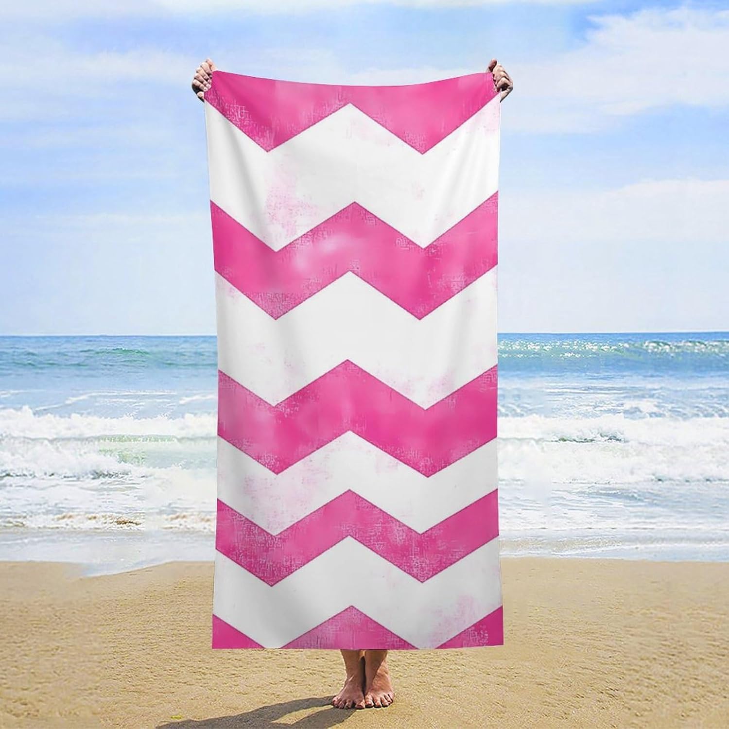 Chevrons Valentine's Day Pattern Beach Towels Oversized Jumbo Large Yoga Bath Towel for Pool Yoga Swim Body 160x80cm