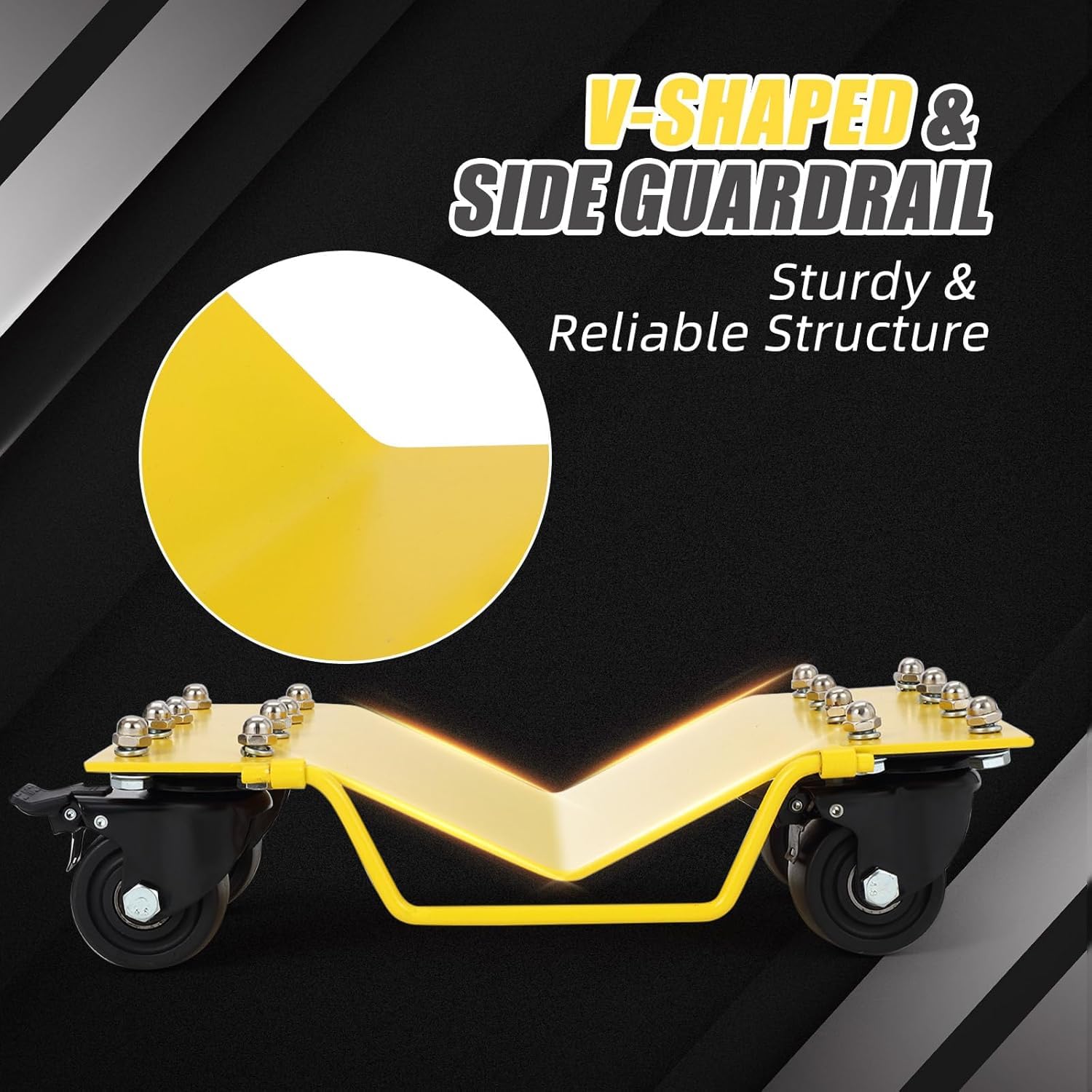 Set di carrelli per ruote per auto per carichi pesanti, capacità 8000 libbre, set di 4 carrelli per ruote, carrello con supporto per pneumatici per spostare auto, camion, motociclette, barche, giall