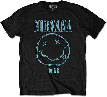 Nirvana T Shirt Dumb Smiley Face Band Logo Official Unisex Black Size XL