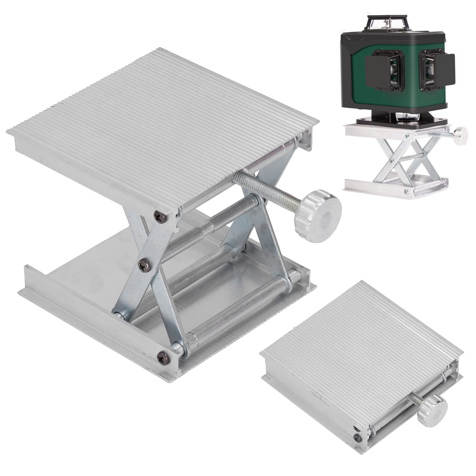 Plate Forme Élévatrice de Laboratoire, Mini Plate Forme de Cric de Levage de Table de Levage de Laboratoire, Table Élévatrice de Laboratoire en Alliage D'Aluminium de 66 Lb pour Différent(Argent)