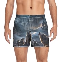 Moonlight Wolf Howling Men's Boxer Shorts Soft Comfortable Cotton Underwear Boxer Brief