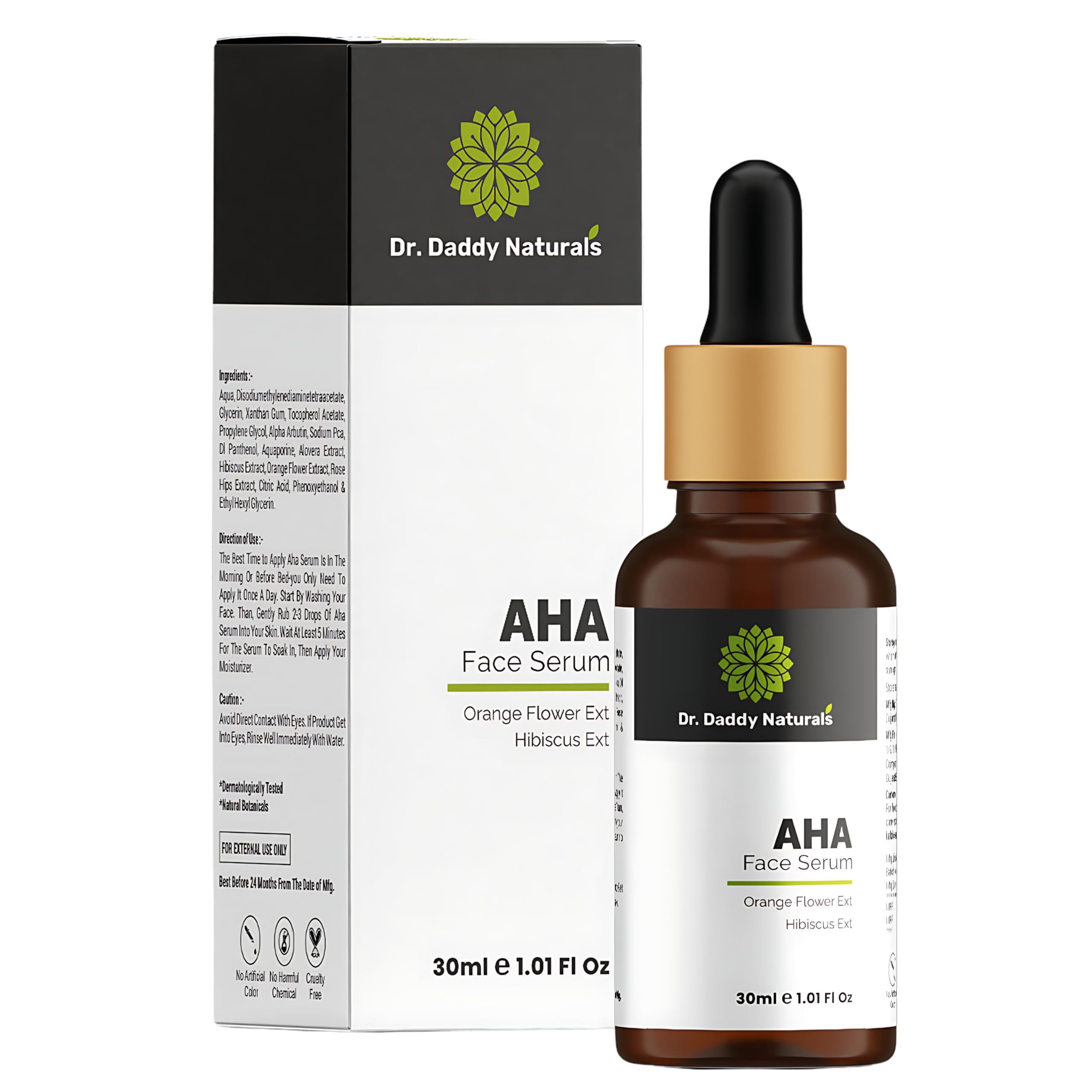 Anti Aging AHA Exfoliating Face Serum With Natural Ingredients | Brightening Serum For Dark Spots, Even Skin Tone, Eye Area, Fine Lines & Wrinkles | For Men & Women | Fragrance Free 30 ml
