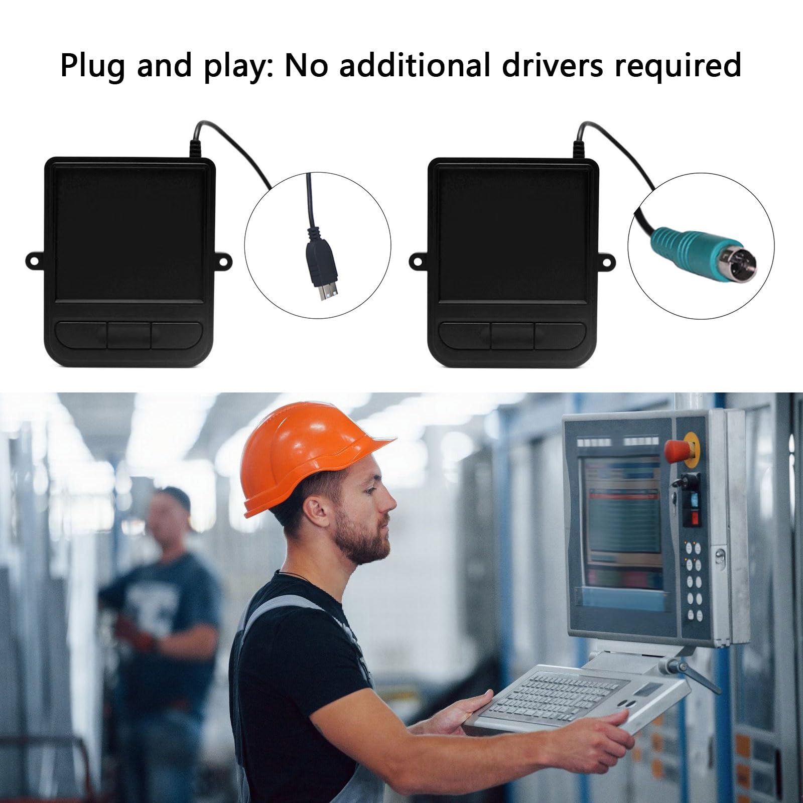 Embedde - Touchpad USB a tre pulsanti con capacità di tocco per sistemi di automazione industriale durabilità cavo USB trackball industriale