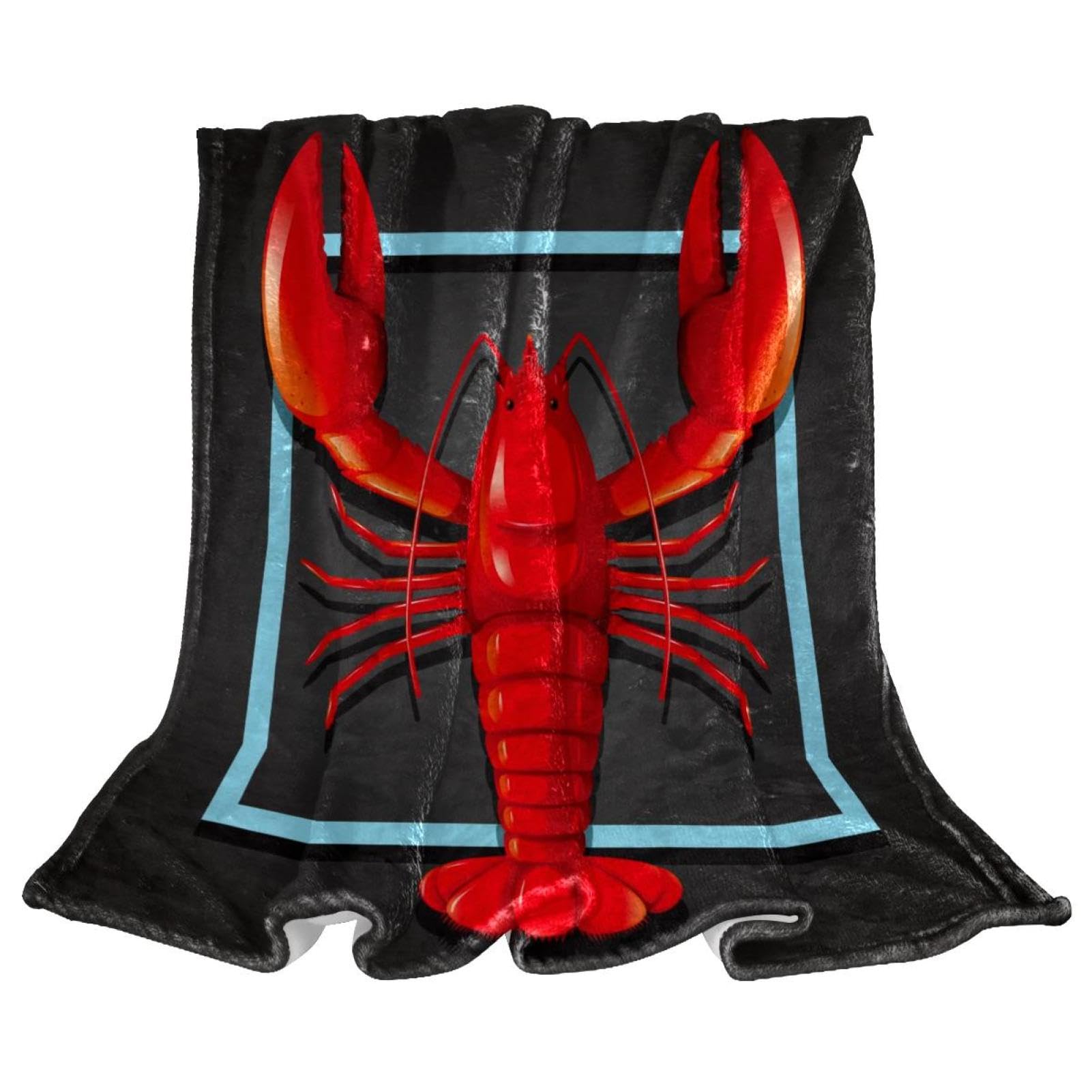 Couverture polaire homard rouge en flanelle douce pour lits et chaises