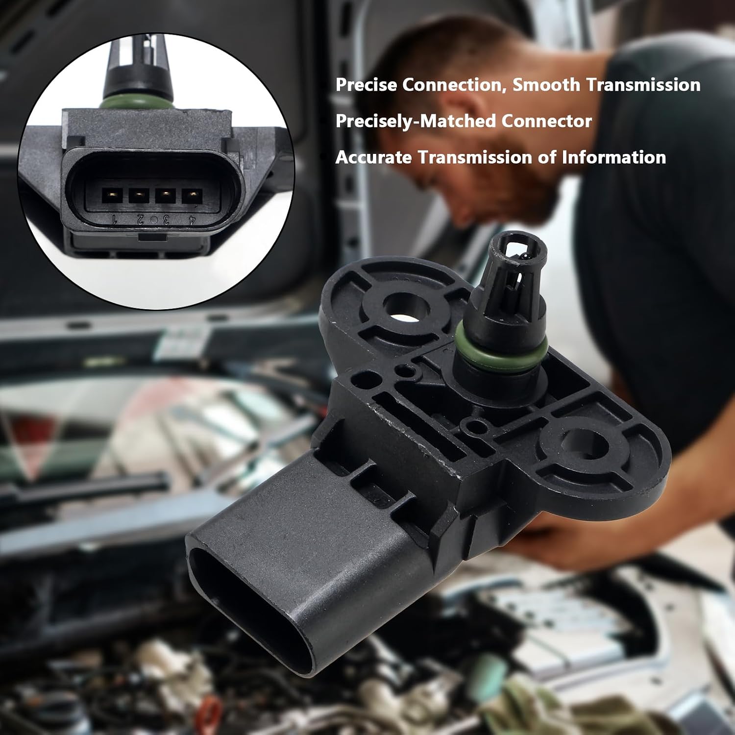 0261230234 Manifold Absolute Air Pressure (Map) Sensor Compatible with Audi A4 A6 A8 Q5 Q7,VW Golf Jetta Passat Beetle Rabbit For # 80254155101 03C906051
