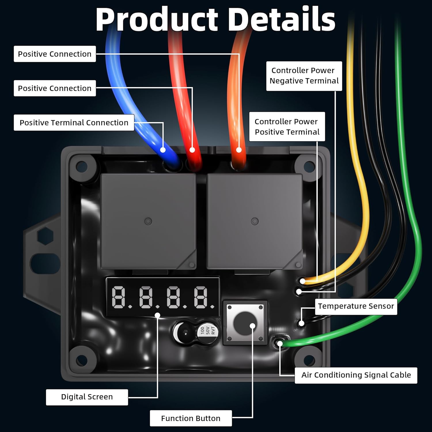 Joinfworld Digital Radiator Fan Controller Switch Kit #0444 Dual Electric Thermatic Fan 12V and 24V, Adjustable Temperature Range from 40°C to 110°C