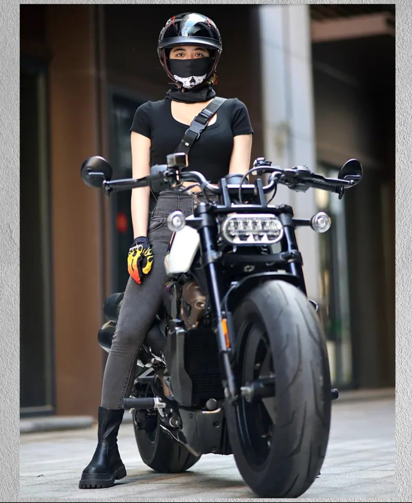 Kask motocyklowy retro ECE 22.06 z certyfikatem ECE 22.06, pasuje do cruiserów, chopperów, motorowerów i skuterów; kask z wizjerem dla kobiet i mężczyzn, 5,M (52-54 cm)