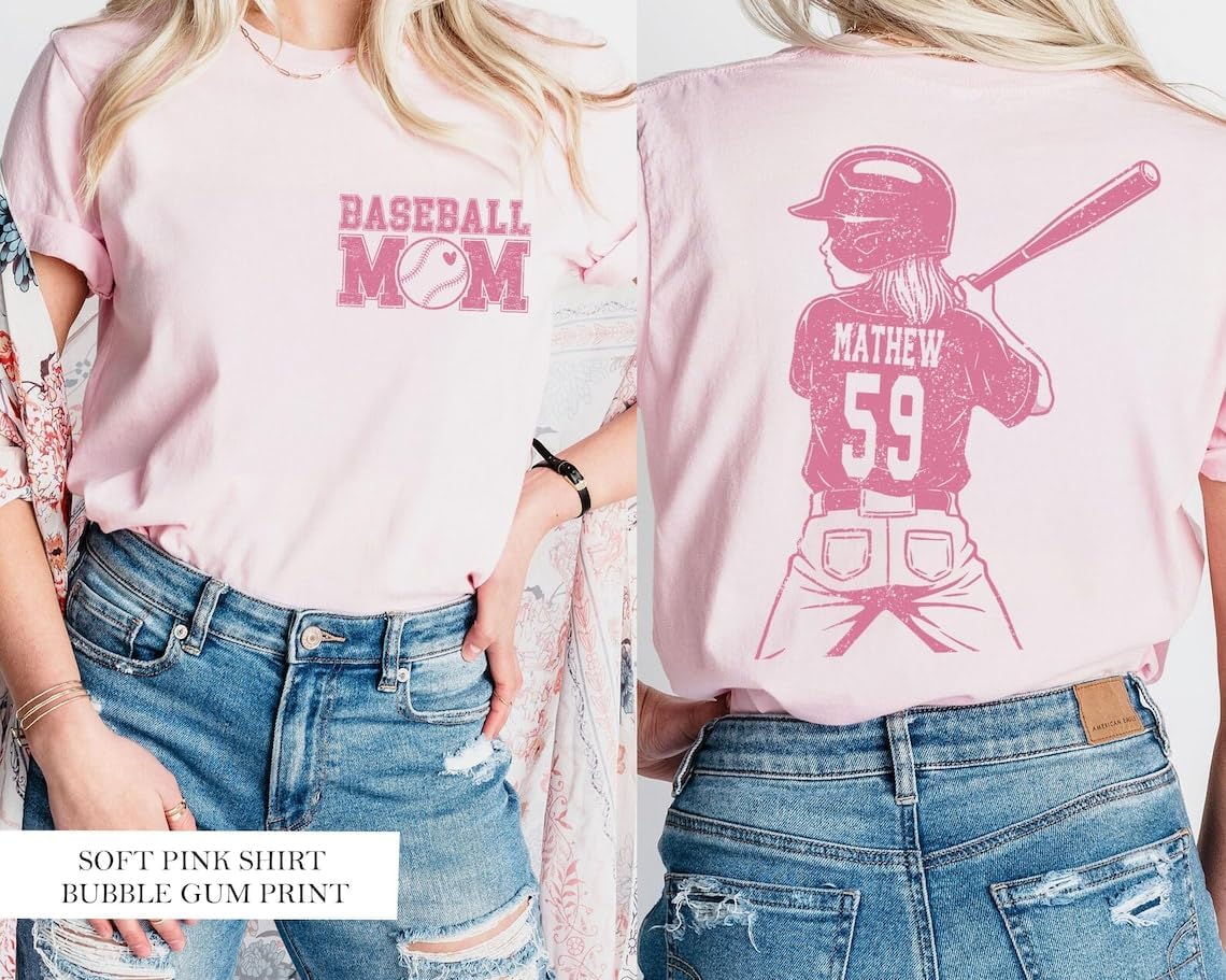 NAZENTI Personalized Baseball Mama Shirt with Kids Name and Jersey Number, Baseball Shirts for Women, Baseball Clothes - Image 7