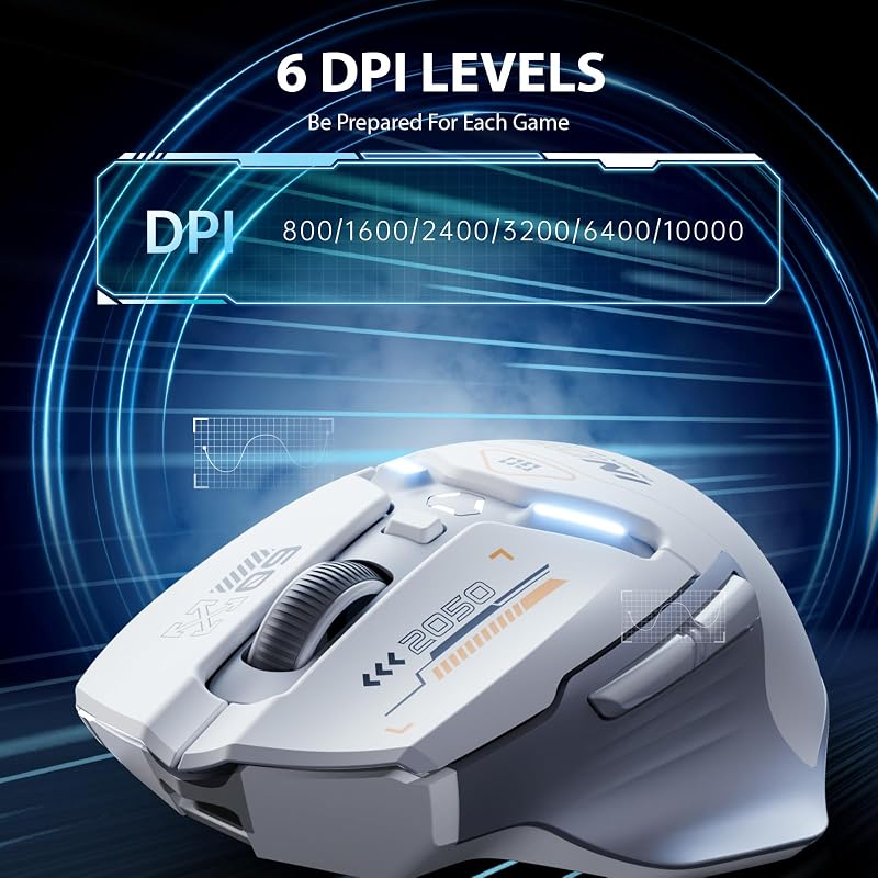 inphic IN9 Gaming Egér Vezeték Nélküli, Tri-Mode 2.4G/USB-C Kábeles/Bluetooth, 10000 DPI, Programozható RGB Világítás, Laptop PC