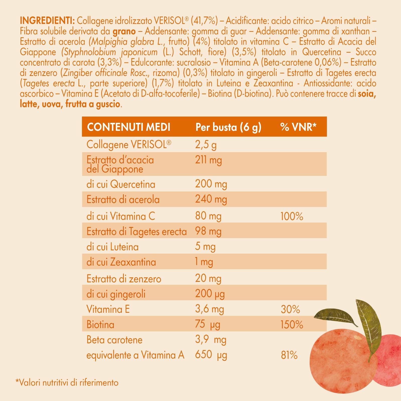 Enervit EnerZona Care Beauty, Integratore Alimentare con Collagene Idrolizzato VERISOL, Formazione di Collagene, 20 Bustine, Zero Zuccheri e Zero Calorie, Gusto Mango e Arancia, Senza Glutine