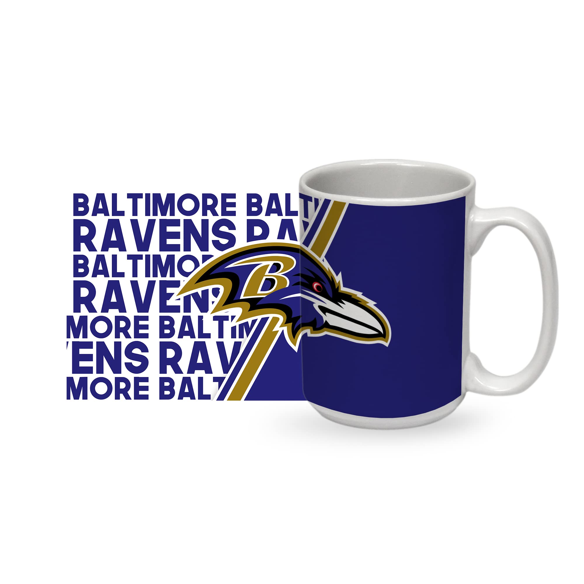 Rico Industries NFL Football Baltimore Ravens 15 oz White Ceramic Mug