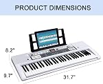 61 Piano à clavier électrique avec clés lumineuses, clavier musical portable numérique avec support de partitions de musique, Mini Organe électronique pour débutants adultes, blanc