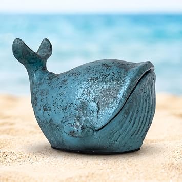 3.3 Lb Cast Iron Whale Door Stopper, Heavy Duty Decorative Door Stop for Floor, Nautical Whale Bookend & Shelf Decor, Solid Metal Doorstop for Home, Bathroom, Office, Coastal Beach House Decoration