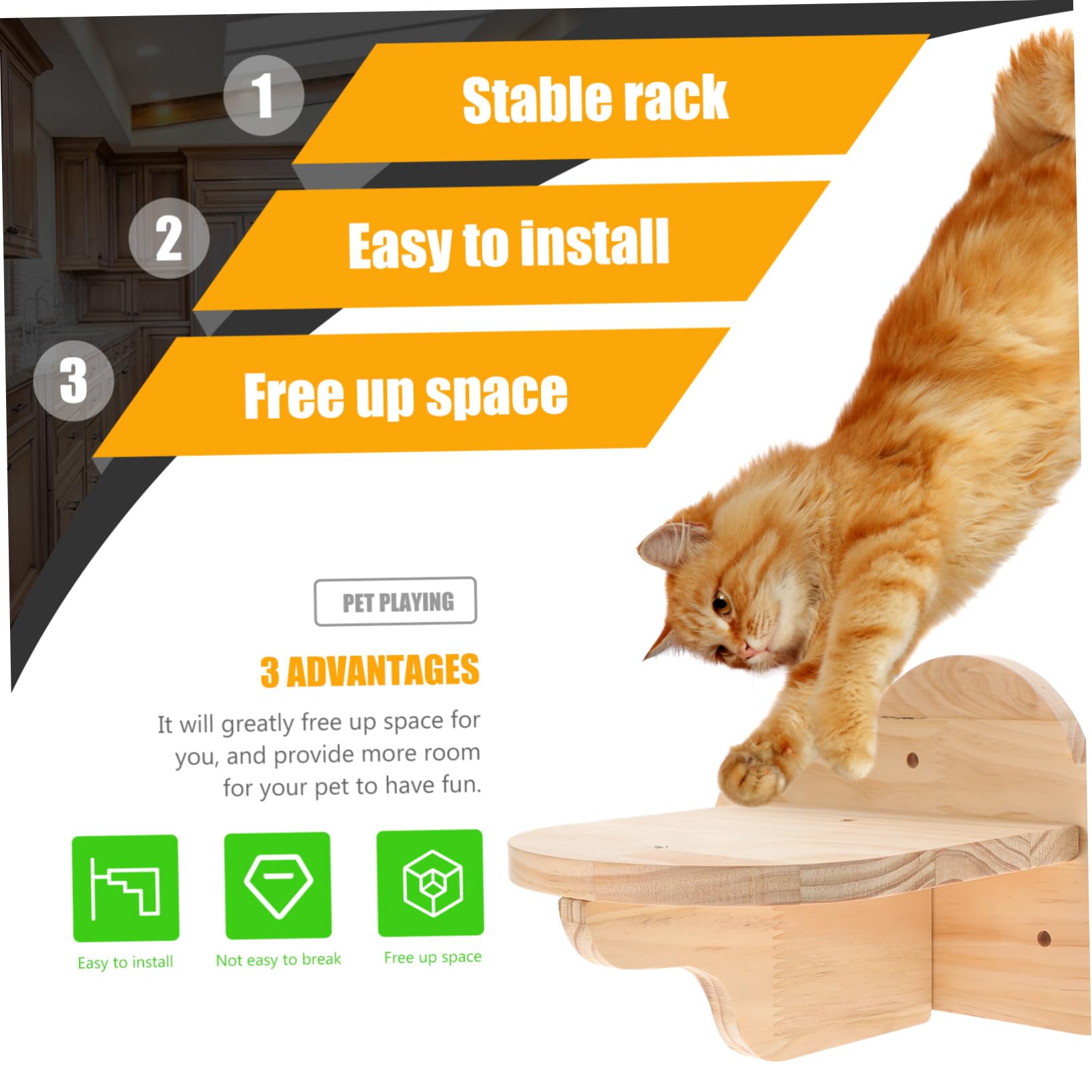 Albero Tiragraffi per Gatti in Legno, Struttura da Arrampicata Indoor | Piattaforma per Salti, Uso per Gatti e Criceti, Design Salvaspazio per Ambienti