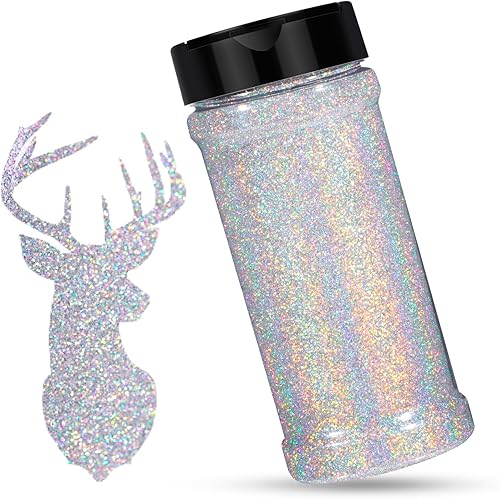 Miniatura 122 de HTVRONT Purpurina blanca fina holográfica – 1.76 oz de purpurina para resina, purpurina fina no tóxica para uñas, resina, fabricación de velas, Negro