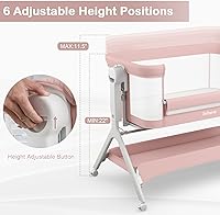 Vista 4 de INFANS Cuna de bebé 5 en 1, cama mecedora mejorada con ruedas, cesta de almacenamiento, bolsa de viaje, mosquitera, altura ajustable, cuna portátil