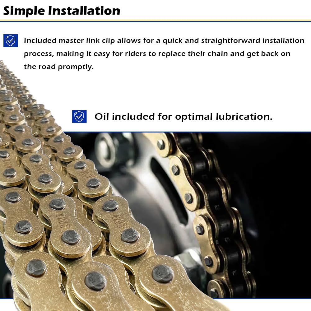 Gold 420 X-Ring Motorcycle Chain 140 Links