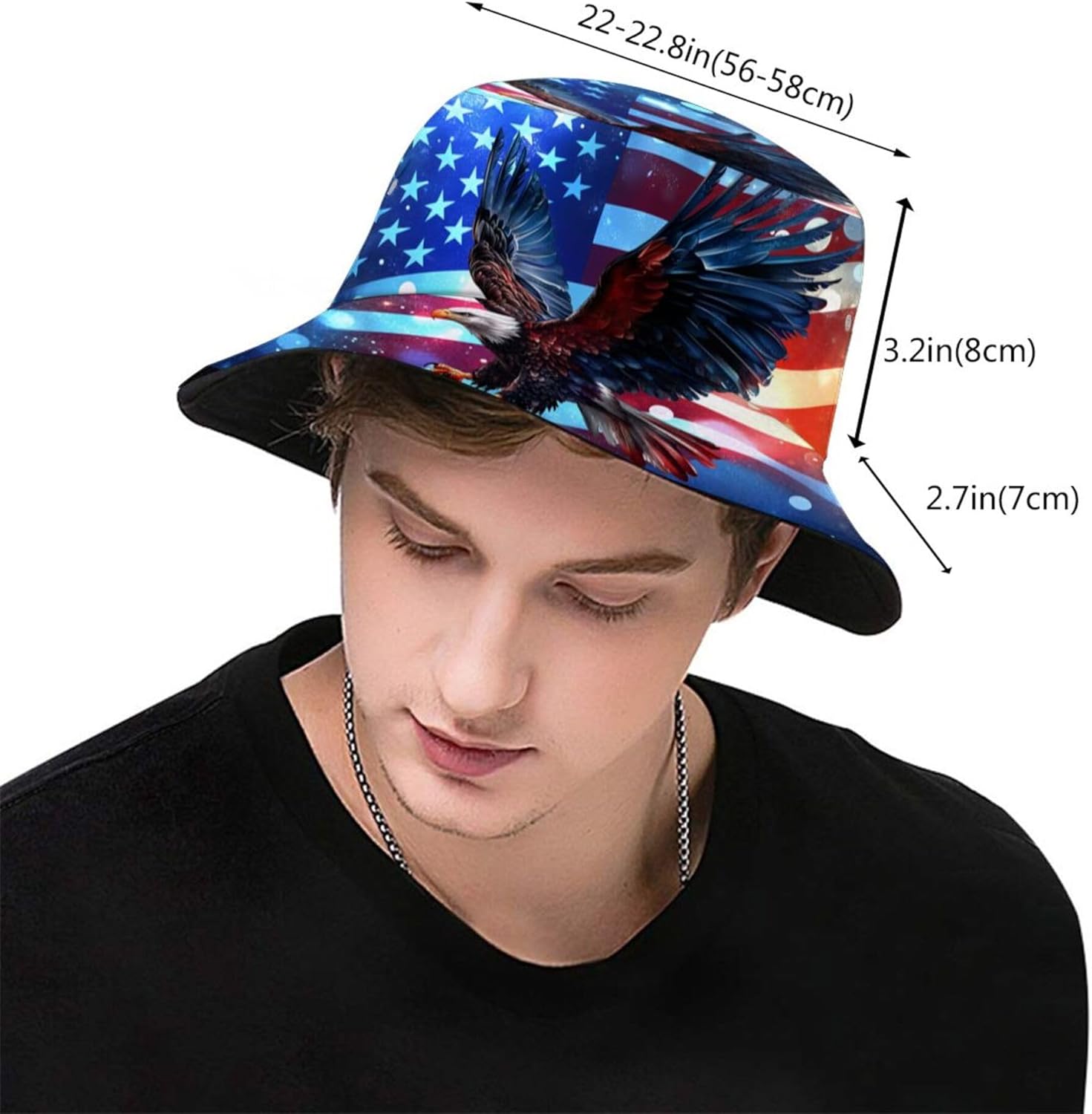 America Bald Eagle Bucket Hat for Women Men Summer Travel Beach Sun Cap Unisex - Image 3