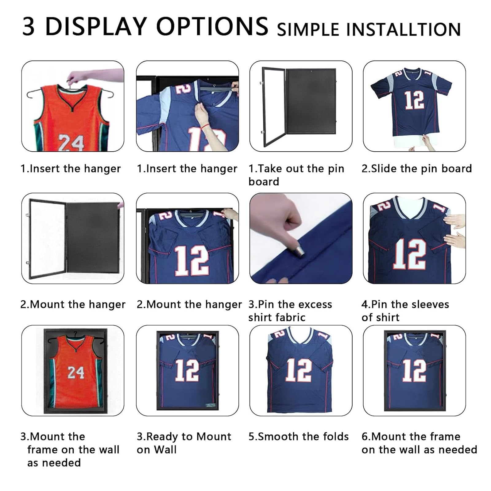 Premium Trikot-Display | Wandbehang Für Sportshirts | Größe M-XXL | Maße 36x40x7 Cm