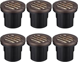 LEONLITE 6W Well Lights Landscape LED In Ground, Grated Top Anti-Glare, 12-24V AC/DC Low Voltage CRI90 3000K Landscape Lights, IP67 Waterproof Aluminum in-Grade Up Lighting, Oil Rubbed Bronze, 6 Pack