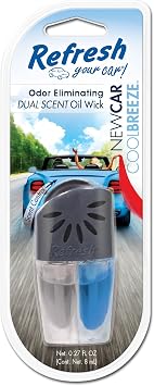 Refresh Your Car! E300877301 Dual Scented Oil Wick, New Car/Cool Breeze