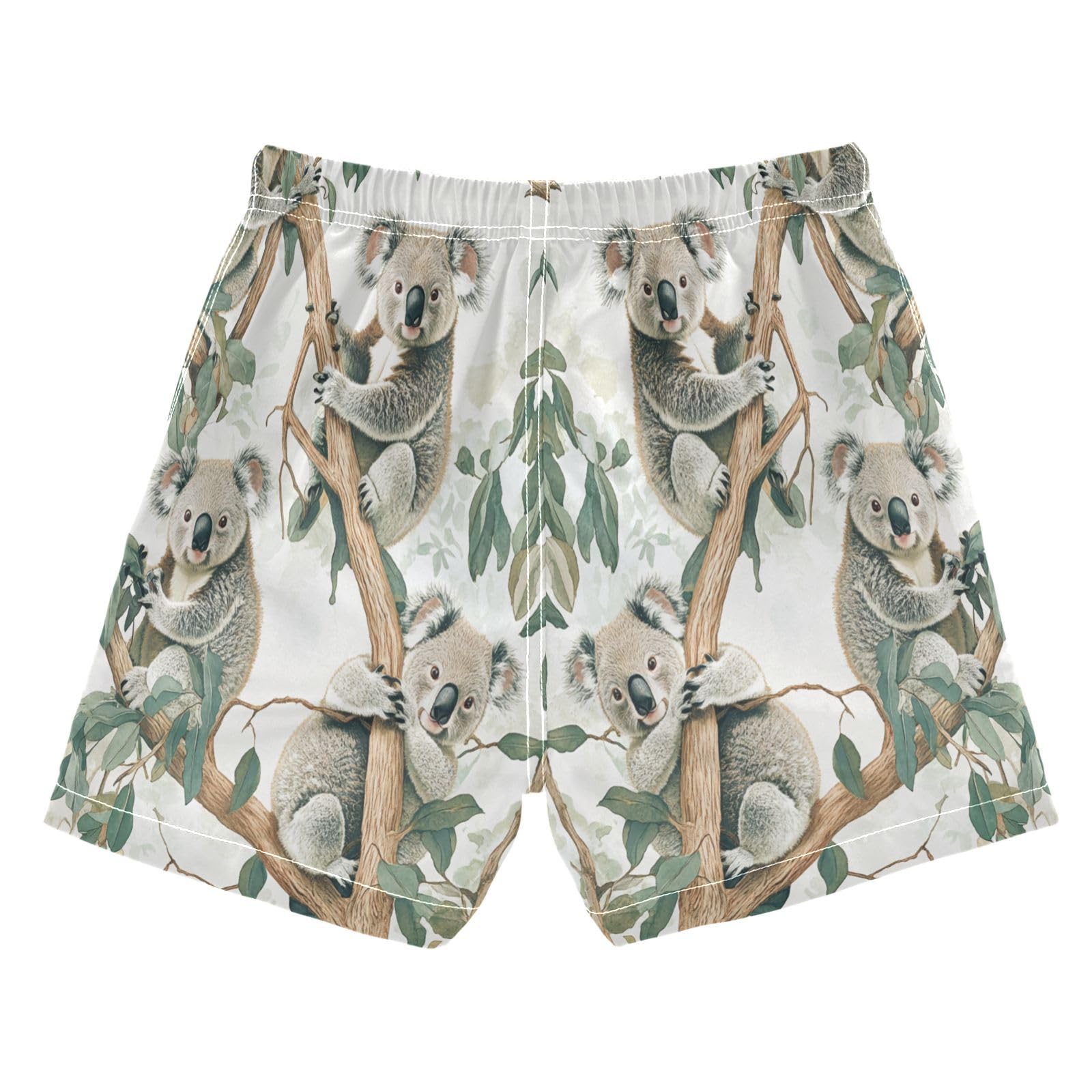 Jucciaco Boys Beach Board Shorts Koala Cute Cool Quick Dry Swim Trunk Swimwear for Kids Multicolor