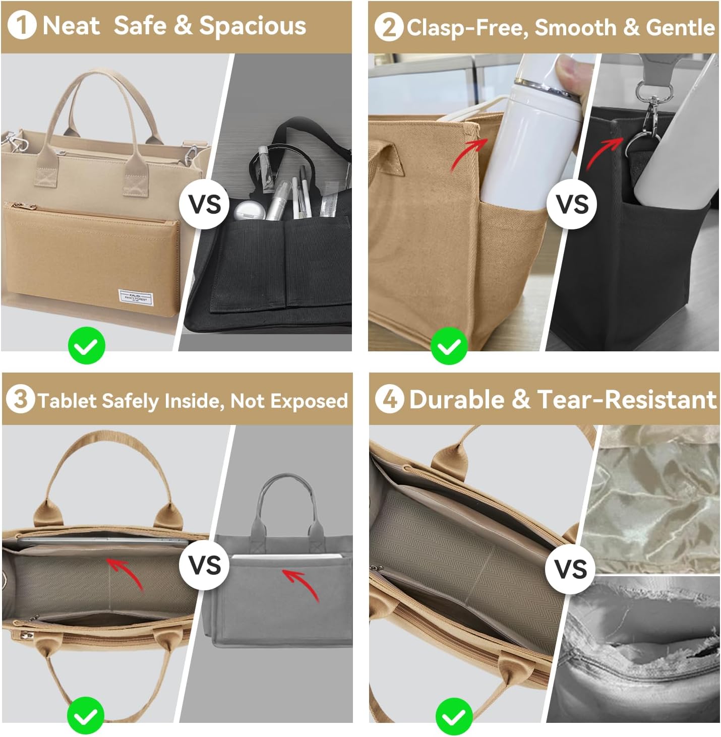 Canvas Tote Bag for Women, Laptop Tote Bag for Work, Travel & Daily Use image 4