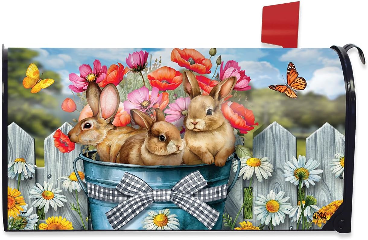 Briarwood Lane Bucket of Bunnies Mailbox Cover