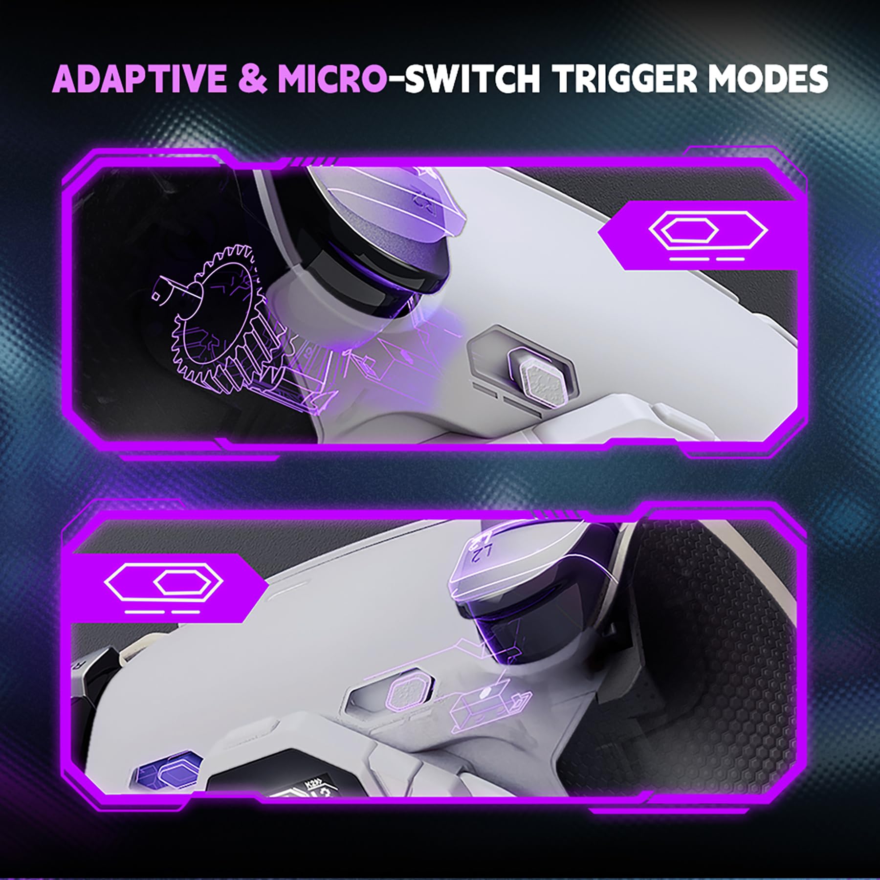 eXtremeRate SPARK Tasti Posteriori Kit per ps5 Controller BDM 010 020, Display OLED + Clicky Trigger Stop + Grip Ergonomici, 4 Palette Rimappabili Accessori per ps5 Joystick, Bianco