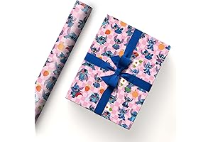 EYQQM 5-Pack Vibrant Stitch Kraft Wrapping Paper for Enchanting Birthday Celebrations and Festive Delights