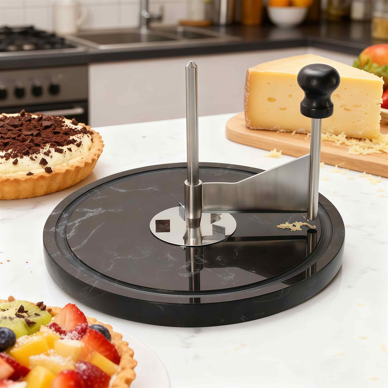 Bigodino per formaggio con base in marmo, rasoio in acciaio inox, trituratore portatile per cioccolato, facile da installare e pulire, ideale per bar e negozi di dessert