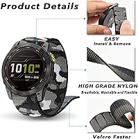 Vista 4 de Compatible con la correa de reloj Garmin para Fenix 7x/ Fenix 7x Solar/Fenix 7x Sapphire Solar 1.024 in Nylon Camouflage Sport Bracelet