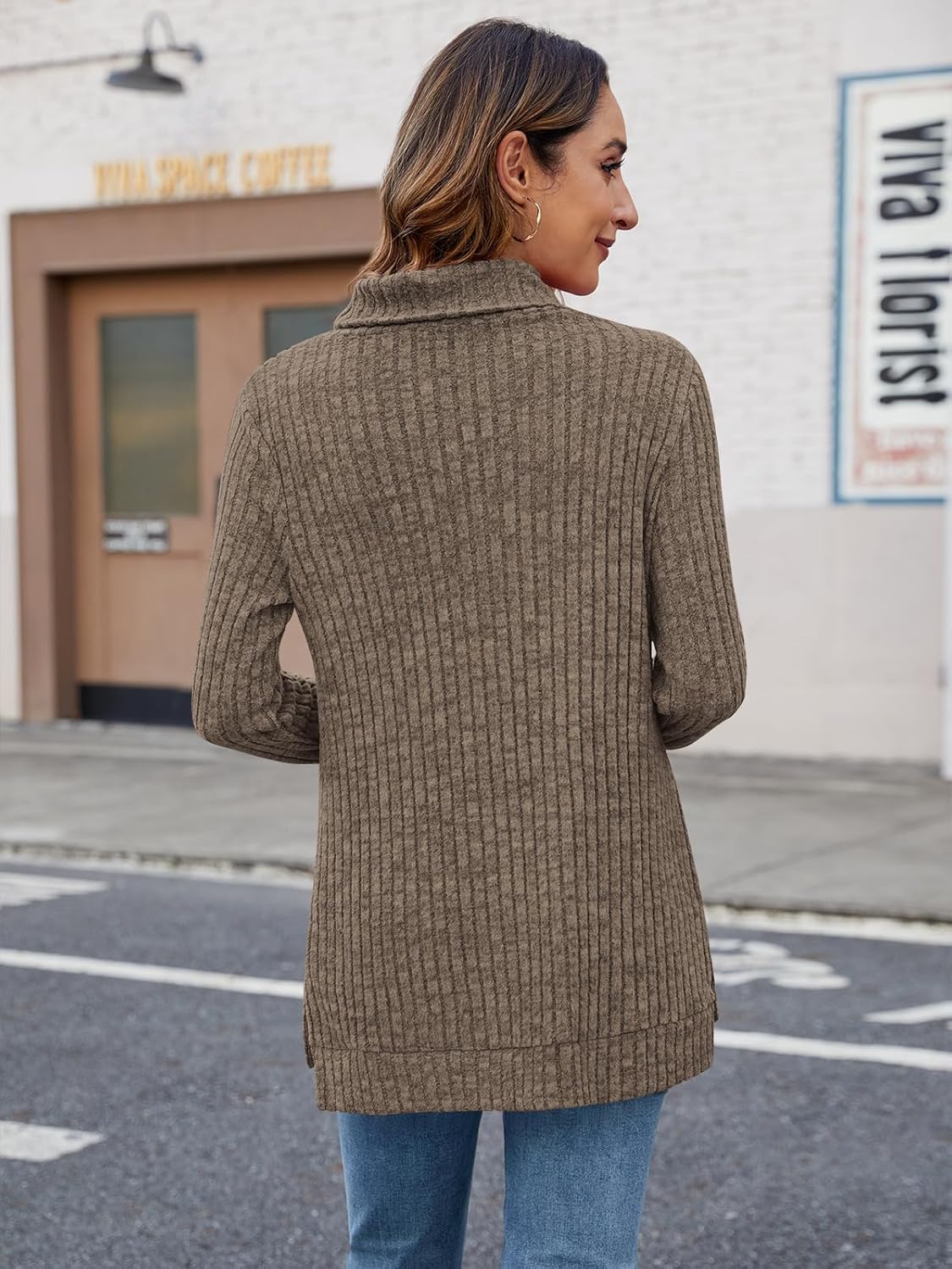 Poetsky Womens Turtleneck Tunic Sweaters to Wear with Leggings 2026 Side Split Fall Long Sleeve Tunic Tops - Image 2