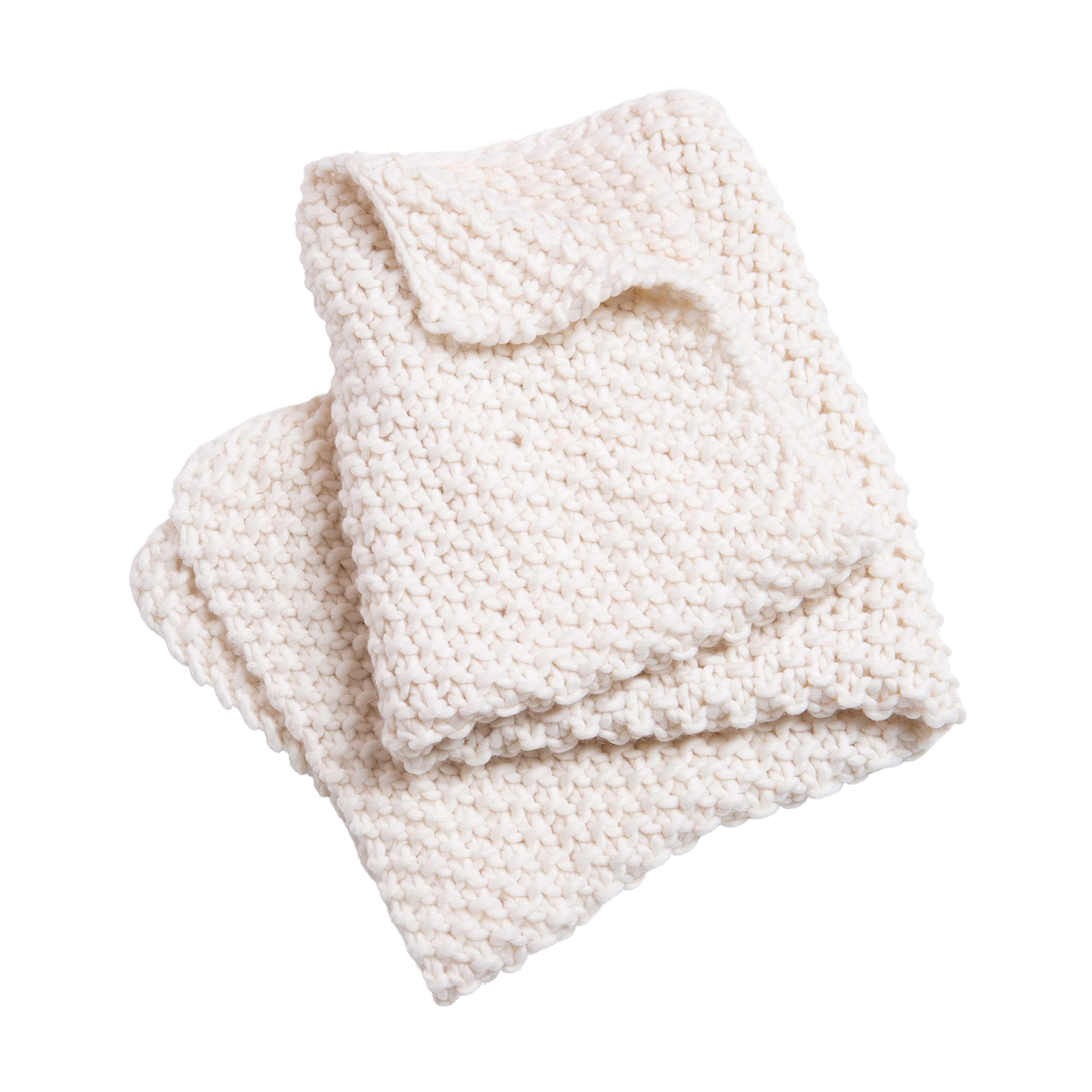 Wool Couture Louis Baby Blanket Knitting Kit – Beginner Skill Level – Includes 4 Balls of 100g Merino Wool Cheeky Chunky Yarn, Sewing Needle, How-to Guide, and Pattern – Natural Cream