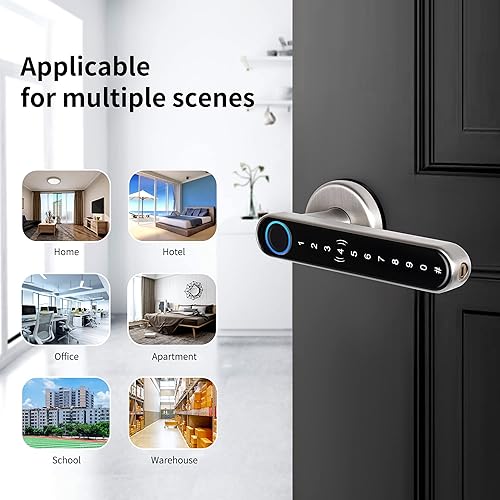 Miniatura 7 de CATCHFACE Cerradura inteligente con paquete de puerta de enlace, cerradura de puerta de huellas dactilares TTlock Smart Lock Cerradura de puerta