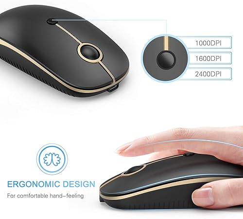 Miniatura 44 de Ratón inalámbrico tipo C, Vssoplor USB C MacBook, mouse inalámbrico de modo dual 2.4G con Nano USB y receptor tipo C compatible con PC, laptop