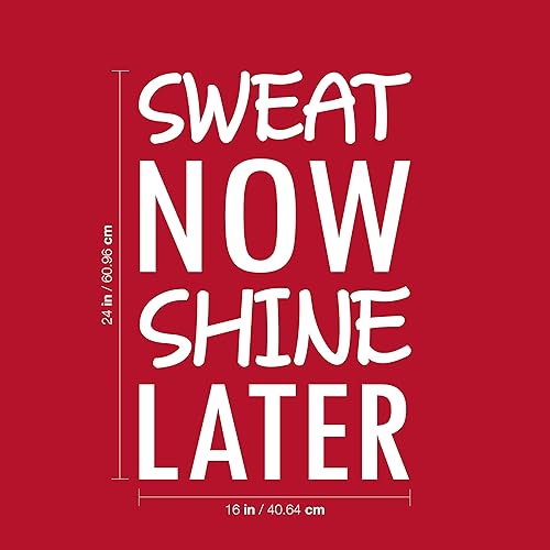 Miniatura 3 de Vinilo decorativo para pared – Sweat Now Shine Later – 24 x 16 pulgadas – Adhesivo moderno con cita motivacional para dormitorio, ejercicio,