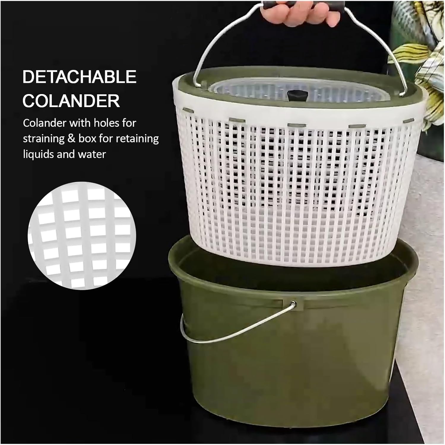 Compatible for 2-in-1 Fishing Bucket Double-Deck Fish Box Detachable Strainer Colander Bait Storage Draining Basket